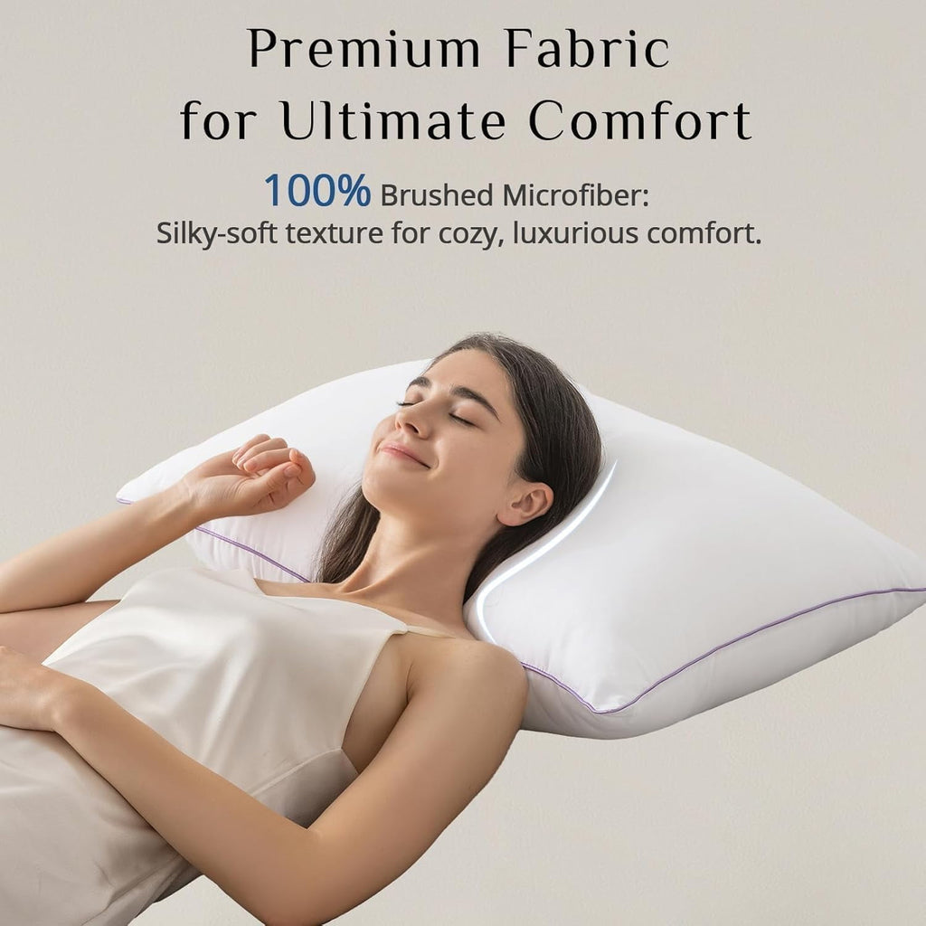 Set of 4, Cooling and Supportive Bed with Super Soft Down Alternative Fill, Luxury Fluffy Hotel Quality for Side, Bac... - Image 4