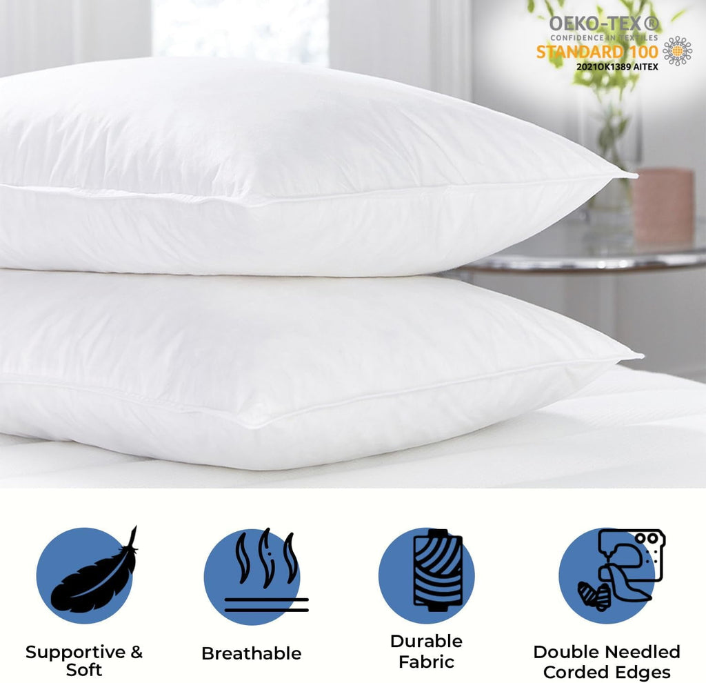 Ryotei Economy Bulk Hotel Pillows 20"x26" Standard (Pack of 12) | Premium Cluster Fiber Fill | Soft Down Alternative Pillow for Sleeping | H - Image 3