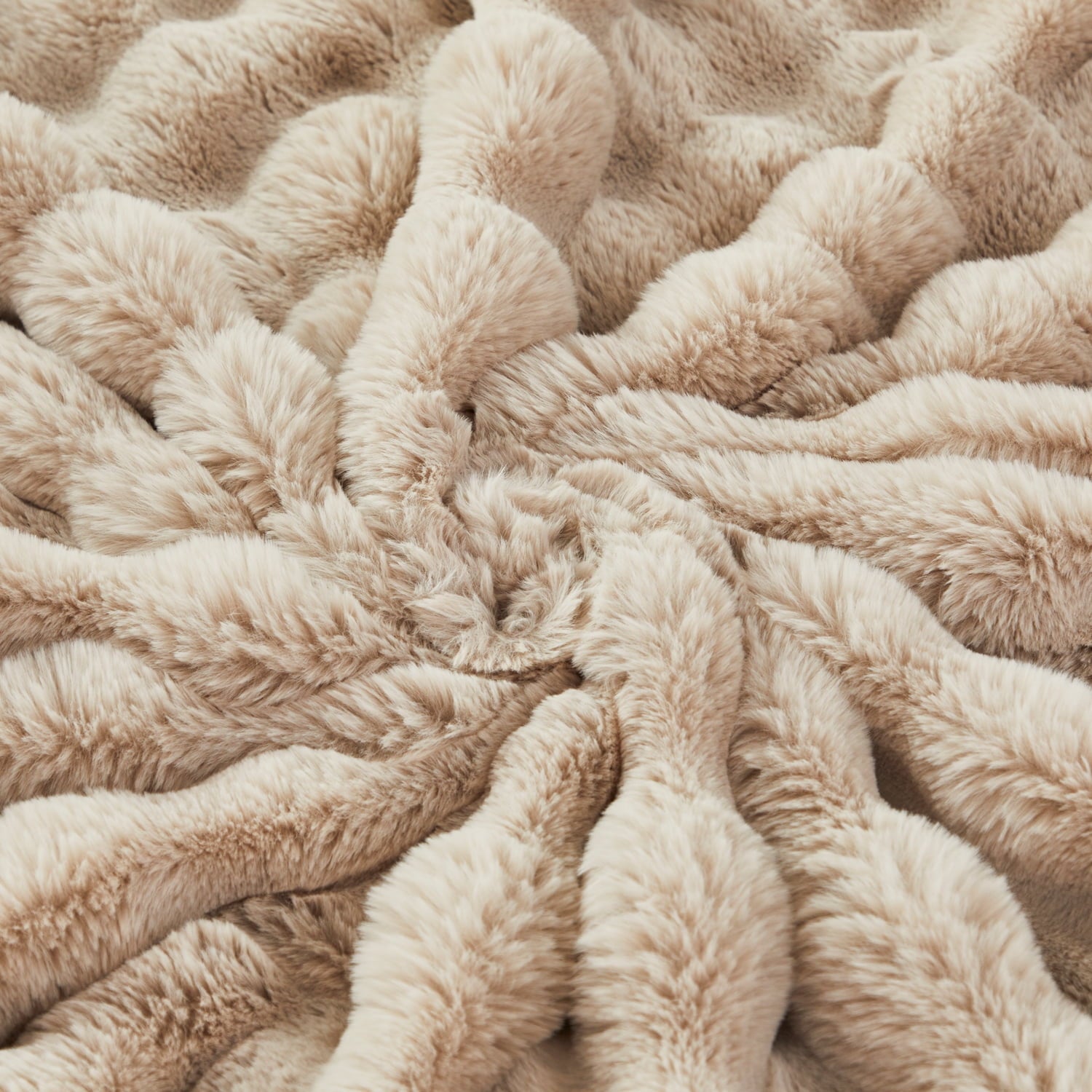 URBONUR Taupe Faux Fur Bubble Blankets for Couch Chair Sofa Luxury Fluffy Thick Bubble Throw Blanket Furry Blanket Fuzzy Soft Plush Shaggy T - Image 3
