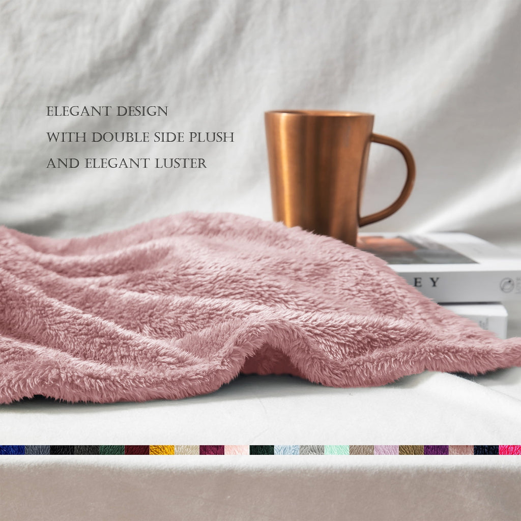 Plush Fuzzy Large Fleece Throw Blanket (50" x 70", Dusty Pink)- Soft, Warm and Lightweight - Image 5