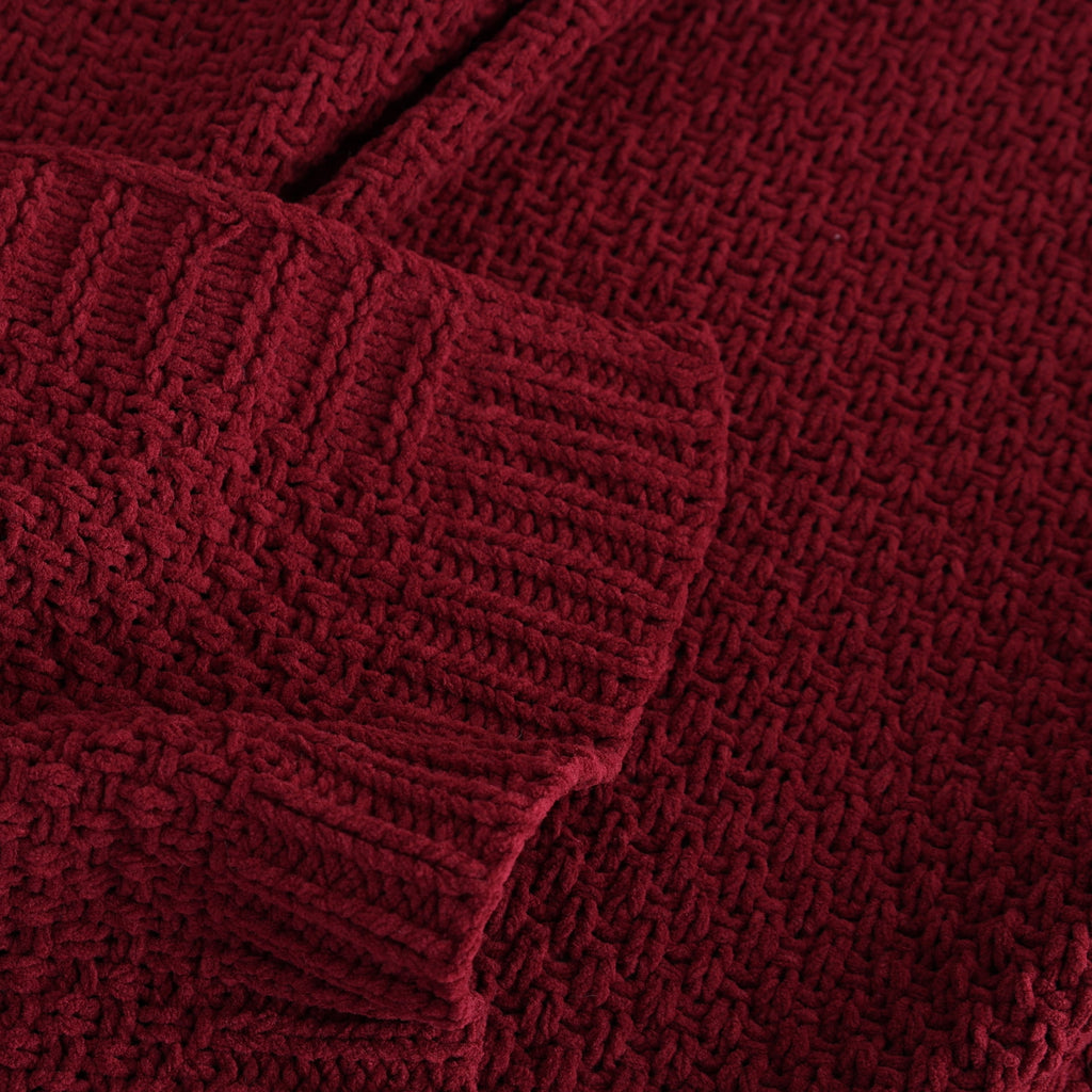 Better Homes & Gardens Chenille Knit Super Soft Oversized Throw Blanket, Merlot Wine - Image 3