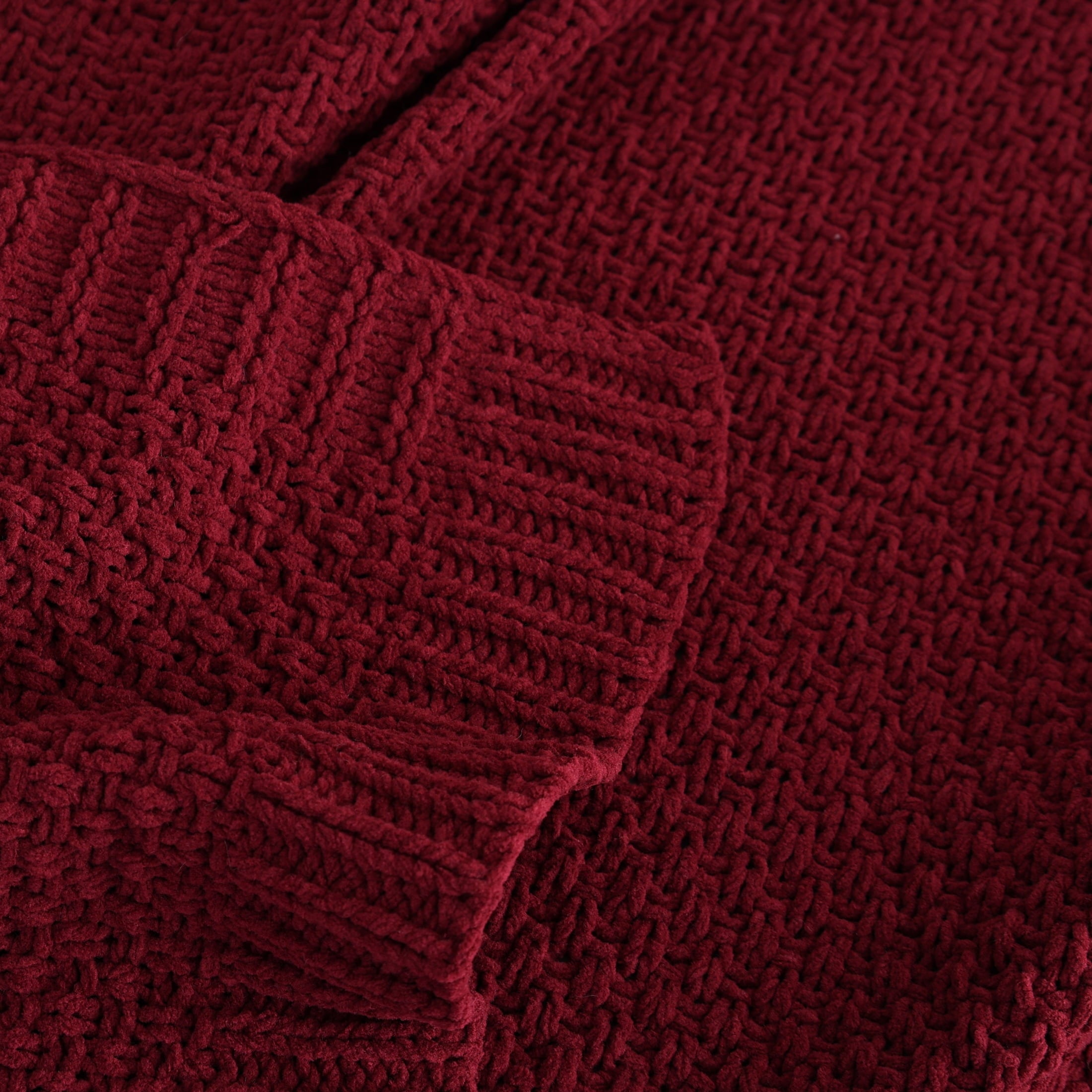 Better Homes & Gardens Chenille Knit Super Soft Oversized Throw Blanket, Merlot Wine - Image 3