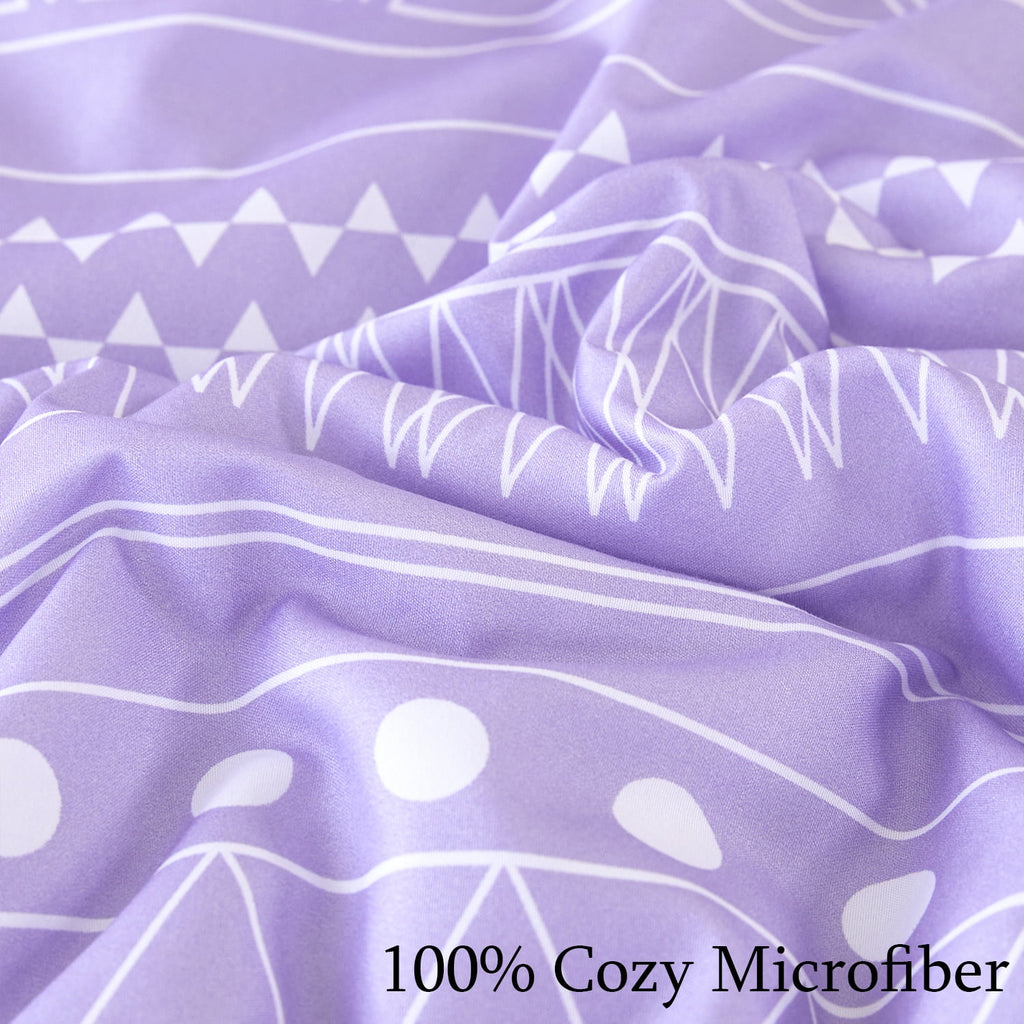 RYNGHIPY 8-Pieces Boho Bedding Set Full Lavender Striped Bed in a Bag for Girls Women Soft Fluffy Purple Comforter Set with Sheet for All Se - Image 5