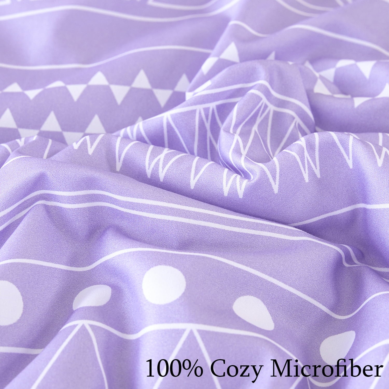 RYNGHIPY 8-Pieces Boho Bedding Set Full Lavender Striped Bed in a Bag for Girls Women Soft Fluffy Purple Comforter Set with Sheet for All Se - Image 5