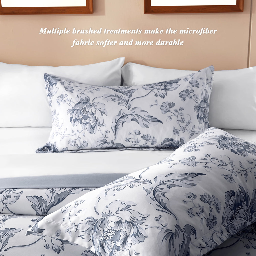 Queen Comforter Sets,7-Pieces Reversible Bedding Sets,Bed in a Bag with Comforter,Flat Sheet and Fitted Sheet,Pillowc... - Image 2