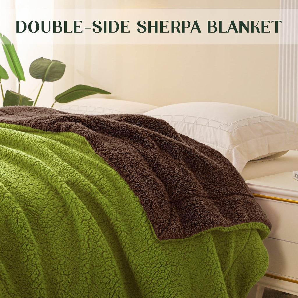 Reversible Sherpa Fleece Throw Blanket for Couch, Soft Plush Blanket for Bed Sofa, Warm Fluffy Blankets for All Seaso... - Image 5