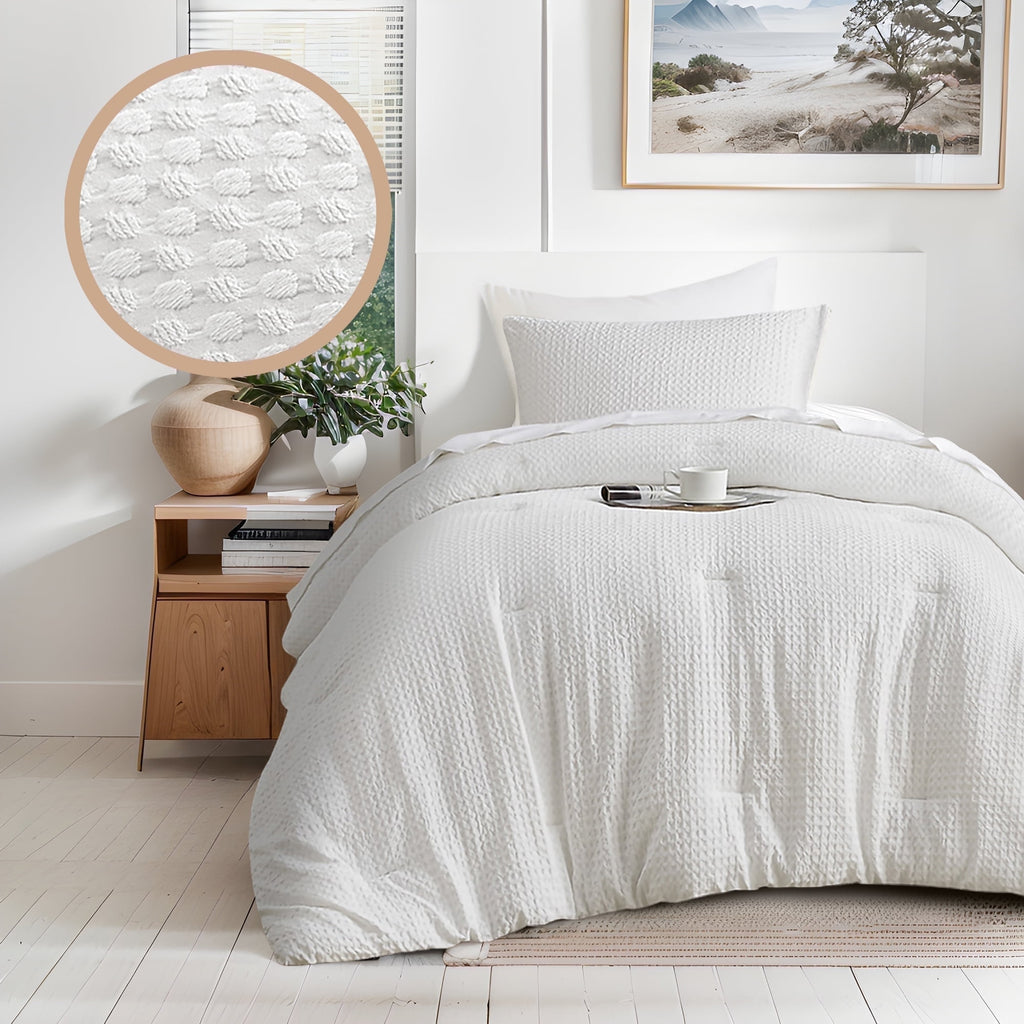 Comforter Sets Twin/Twin-XL, 2 Piece Soft Bedding Sets, Off-White Comforter Bed Set with Pillow Shams - Image 2