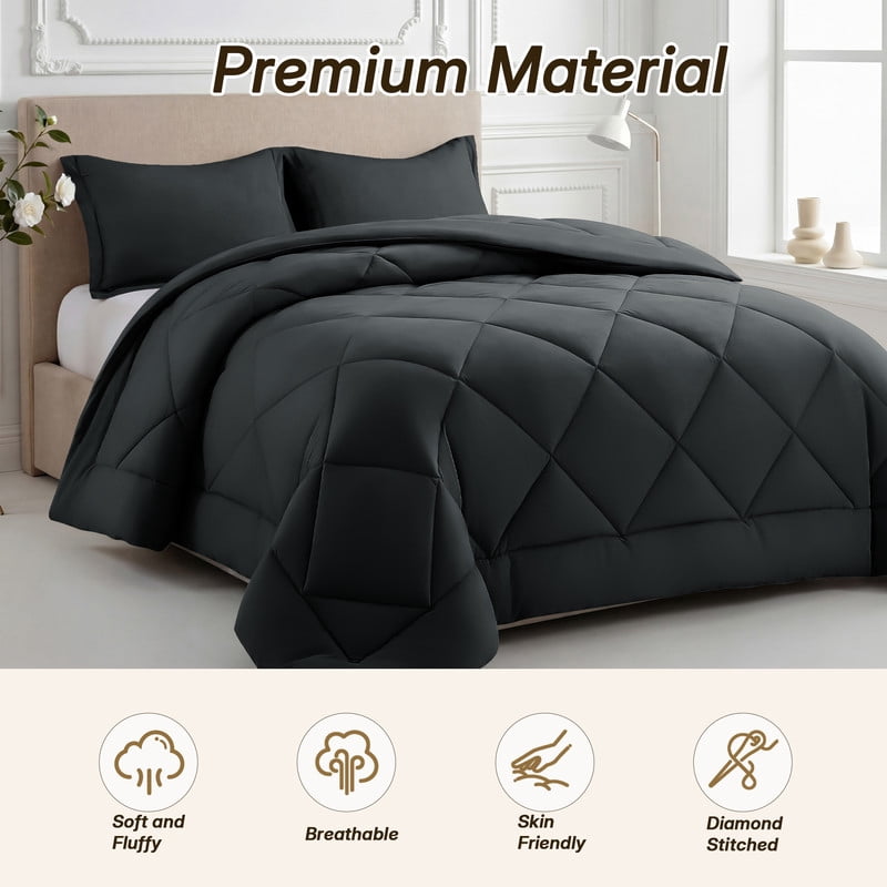 3 Pieces Queen Size Comforter Set, All Season Lightweight Breathable Bedding Set with 1 Down Alternative Comforter an... - Image 3