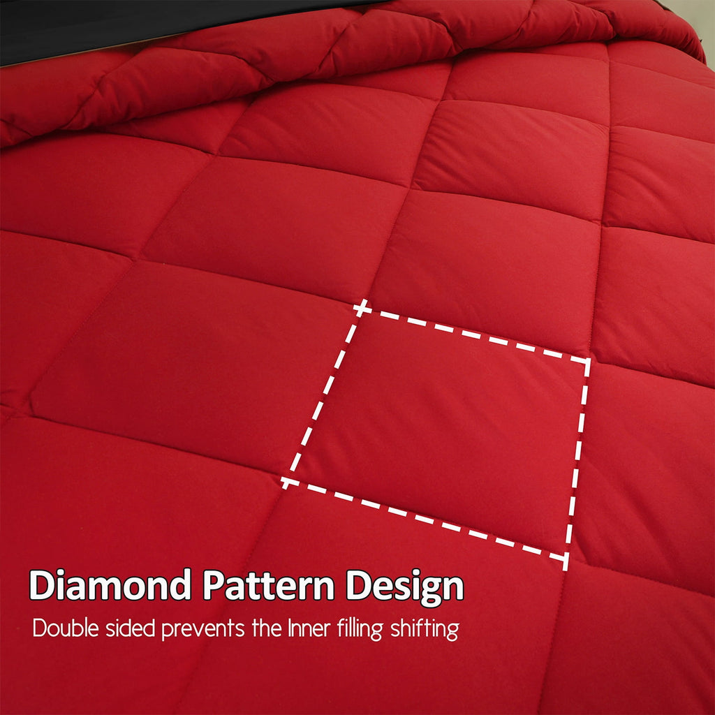 HIG 7 Piece Reversible Queen Comforter Set - Red Quilted Down Alternative Bedding All Season Super Soft Microfiber Bed in a Bag Includes She - Image 6