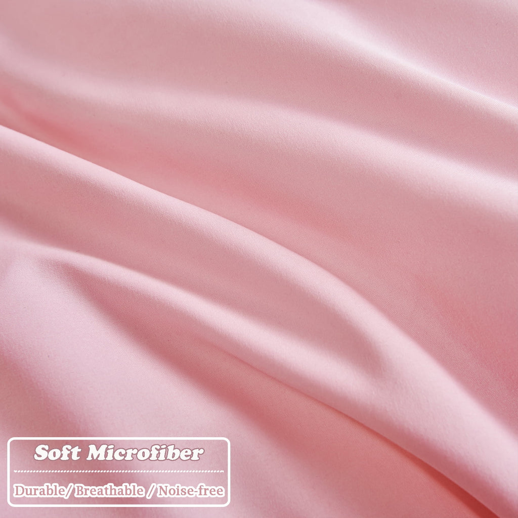 Pink Full Size Comforter Set Pom Fringe 3 Pcs Boho Chic Cute Ball Pom Blush Bedding Set Cali Soft Lightweight Solid B... - Image 4