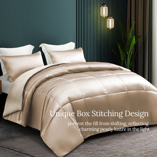 3-Piece Reversible Silky Soft King Size Comforter Bedding Set, Luxurious Satin Comforters with 2 Satin Pillowcases, L... - Image 2