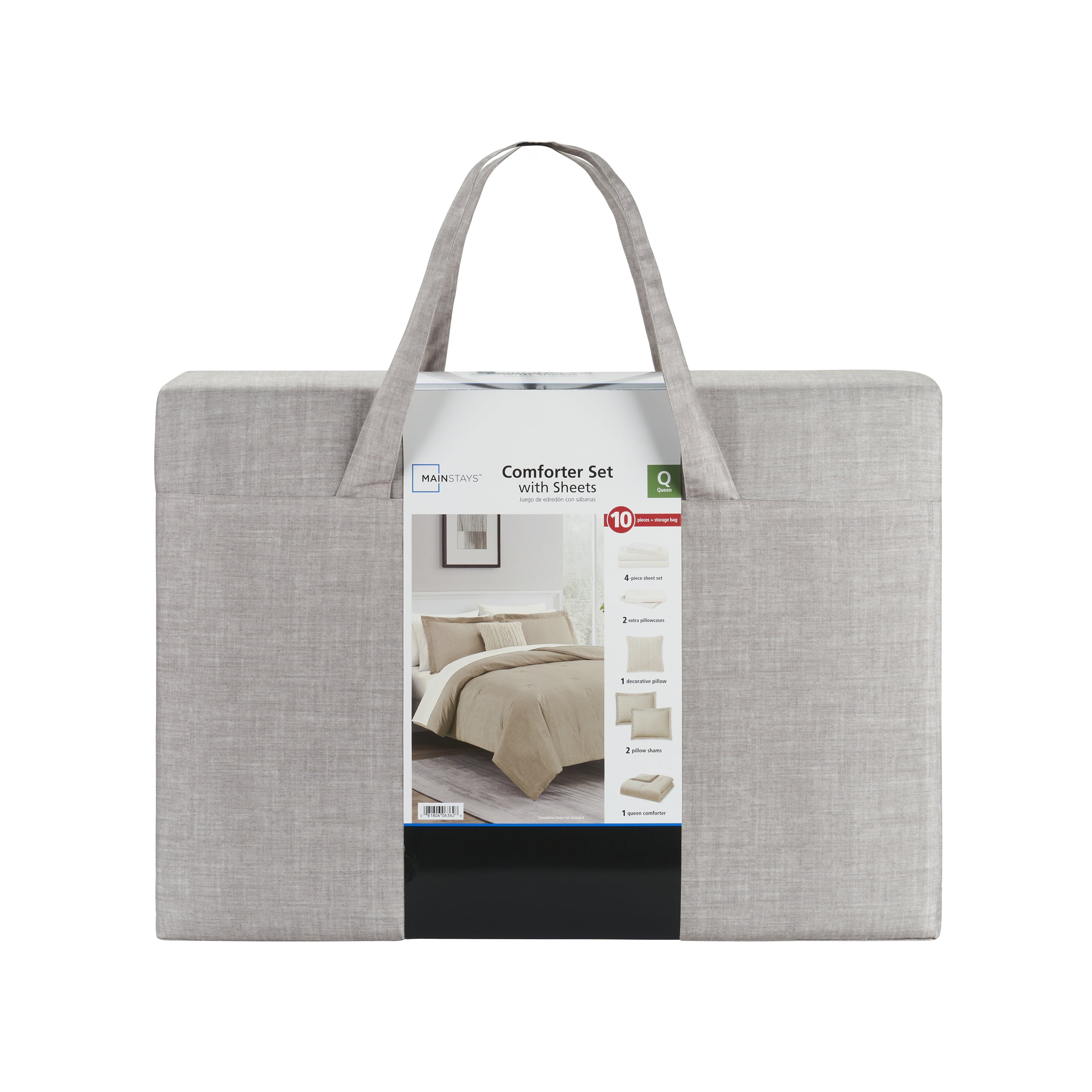 7 Piece Beige Bed in a Bag Comforter Set with Sheets, Twin-XL - Image 3