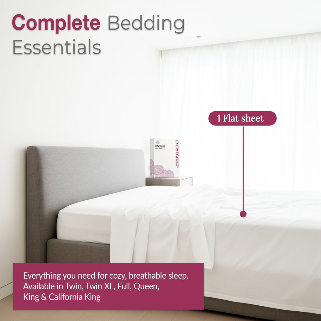 100% Organic Cotton Percale Flat Sheet Twin Size - 1 PC Flat Sheet, White - Crisp, Cool and Strong Bed Linen, Top She... - Image 4