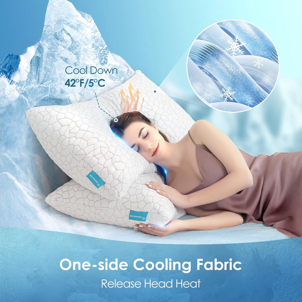 SUPA MODERN Cooling Bed Pillows Queen Size Set of 2, Shredded Memory Foam Pillows for Sleeping 2 Pack, Adjustable Soft Firm Pillow for Side - Image 6