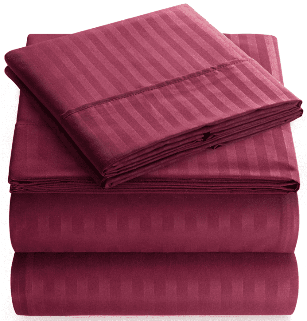 Bedding Set with Flat Sheet, Fitted Bed Sheet & Pillowcases, Full Burgundy