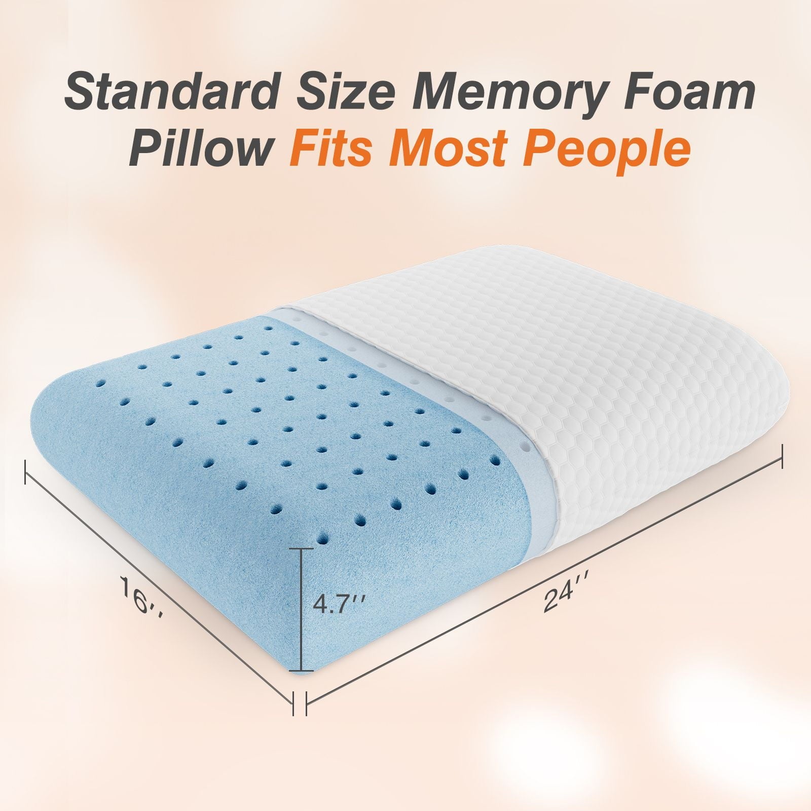 Memory Foam Pillow, Standard Size Pillows for Sleeping, Bed Pillow Soft and Comfortable, 1 Pack - Image 2