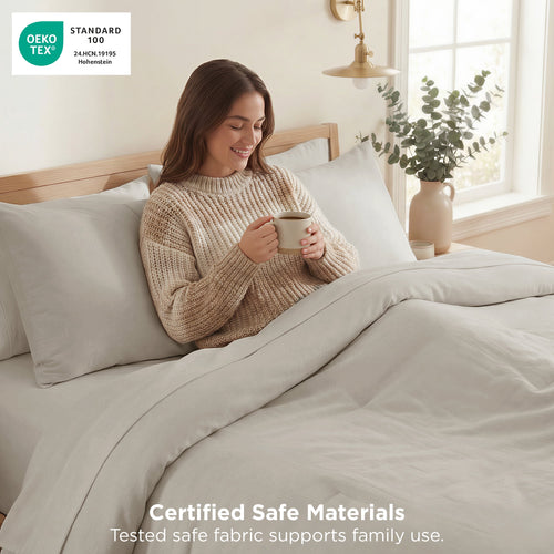 3 Pieces Queen Comforter Bedding Set, Beige Bed Comforter Set for All Seasons, 1 Lightweight Prewashed Comforter and ... - Image 2