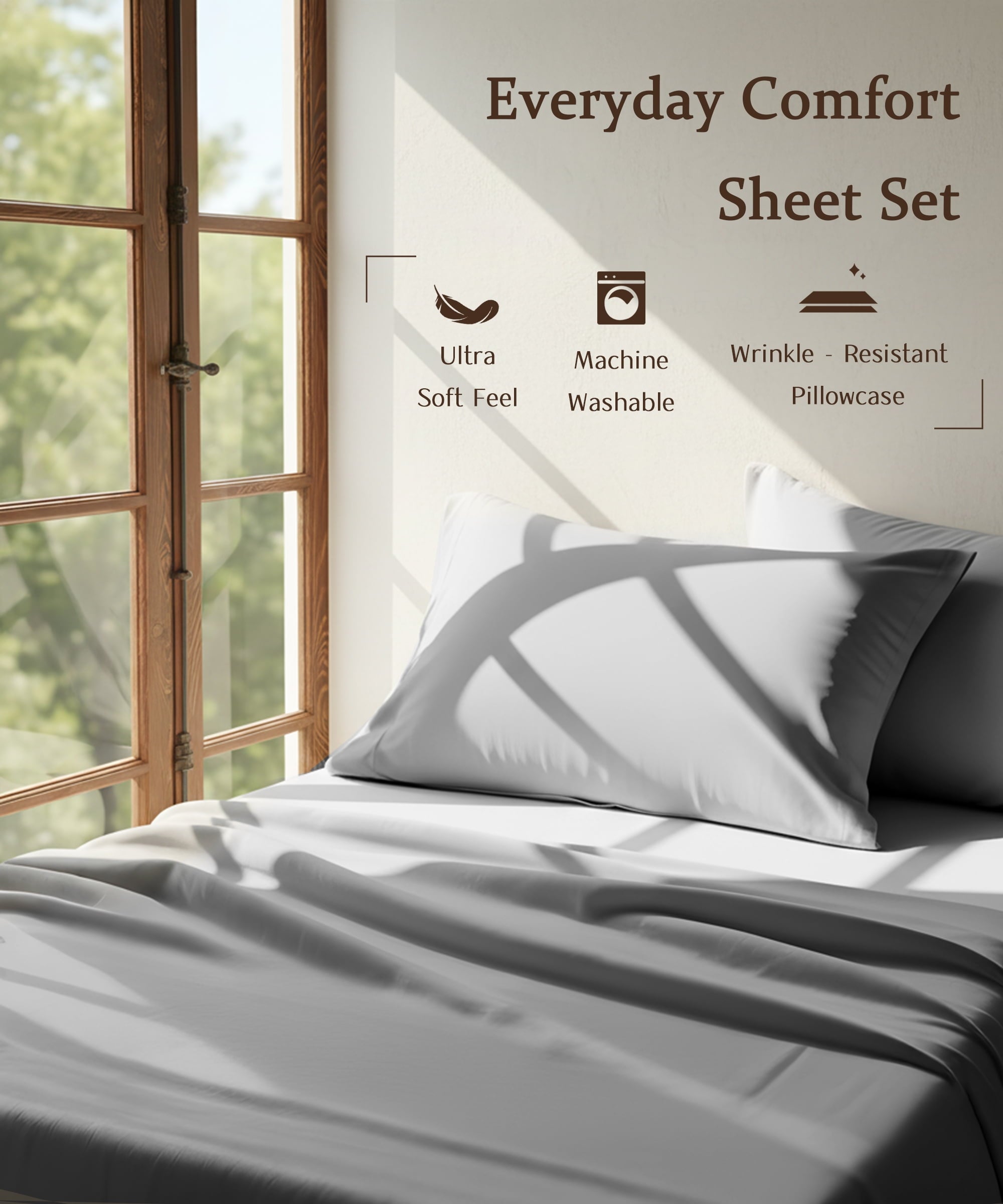 YGXNEWER Full Size 4 Piece Sheet Set, Comfy Breathable Cooling Bed Sheets Set, Hotel Luxury Bedding, Deep Pockets, Ultra-Soft, Wrinkle Free, - Image 4