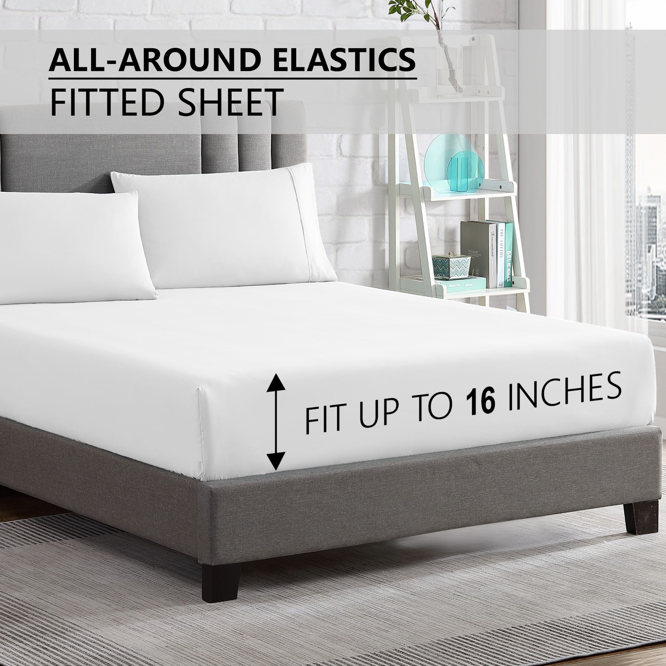 Queen Size 6 Piece Bed Sheet Set White - Ultra Soft Microfiber Deep Pocket Wrinkle Free - Image 4