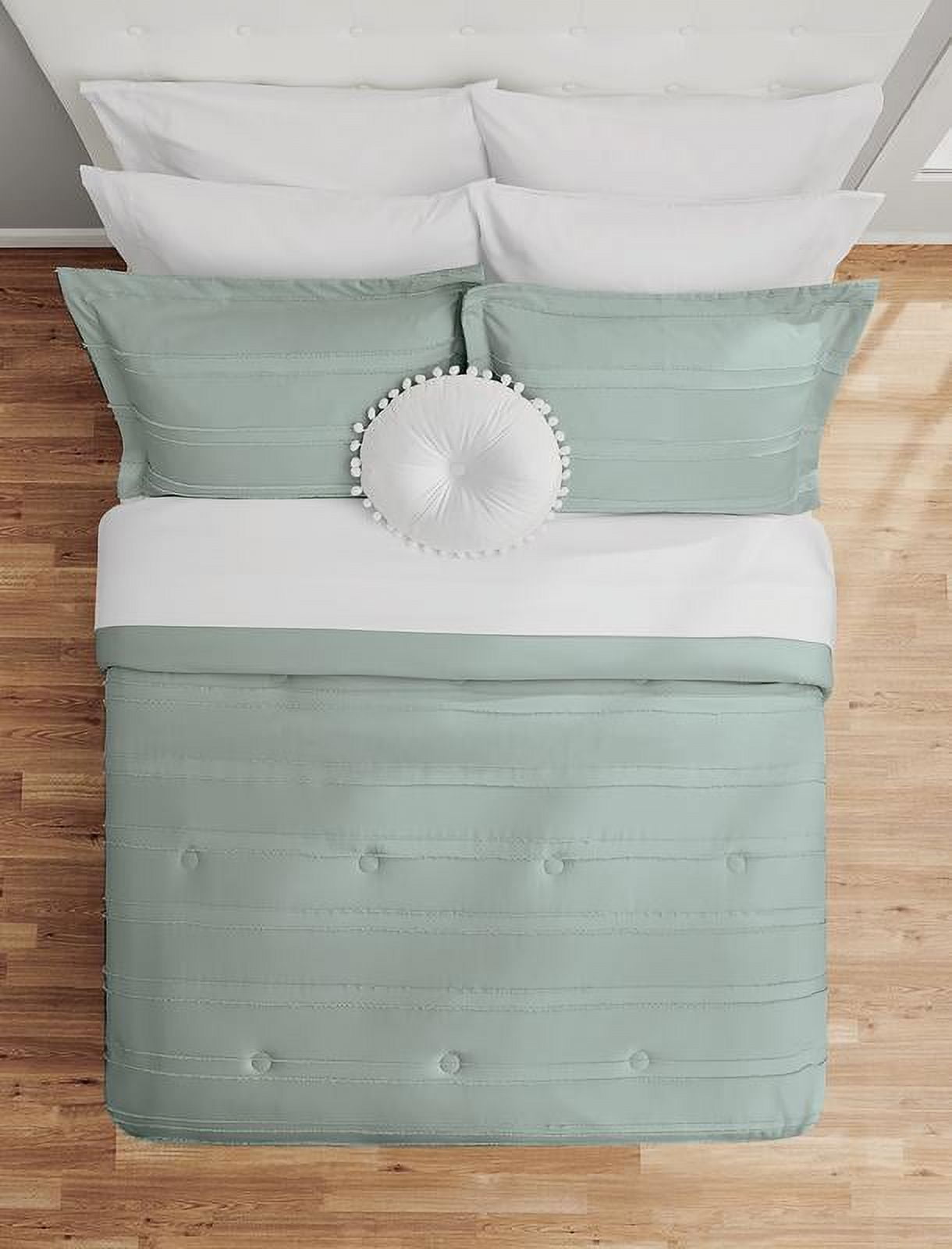 Mainstays Mint 10 Piece Bed in a Bag Comforter Set with Sheets, Queen - Image 2