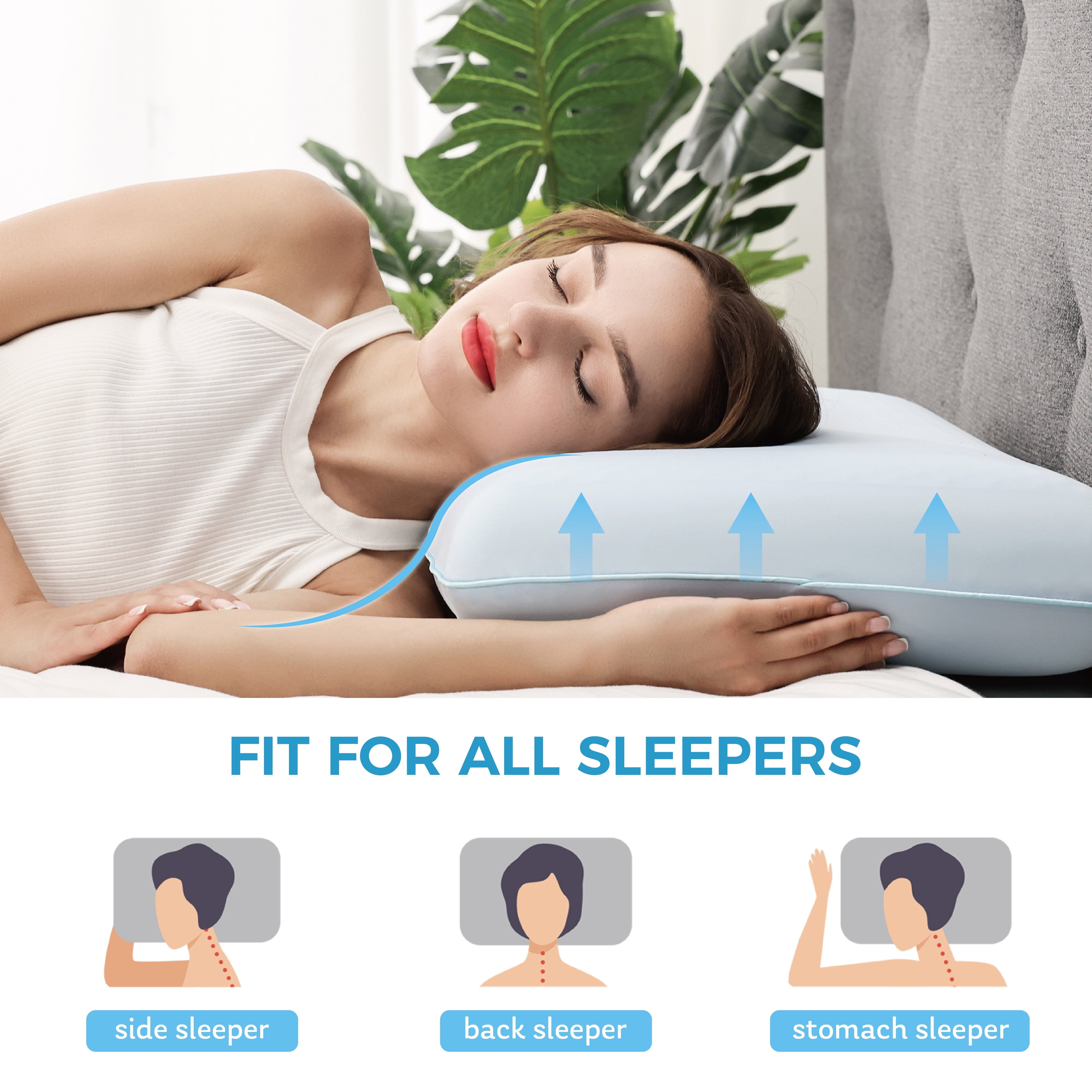 EGOHOME Memory Foam Pillow, Cooling Gel Bed Pillow, Queen, Blue - Image 6
