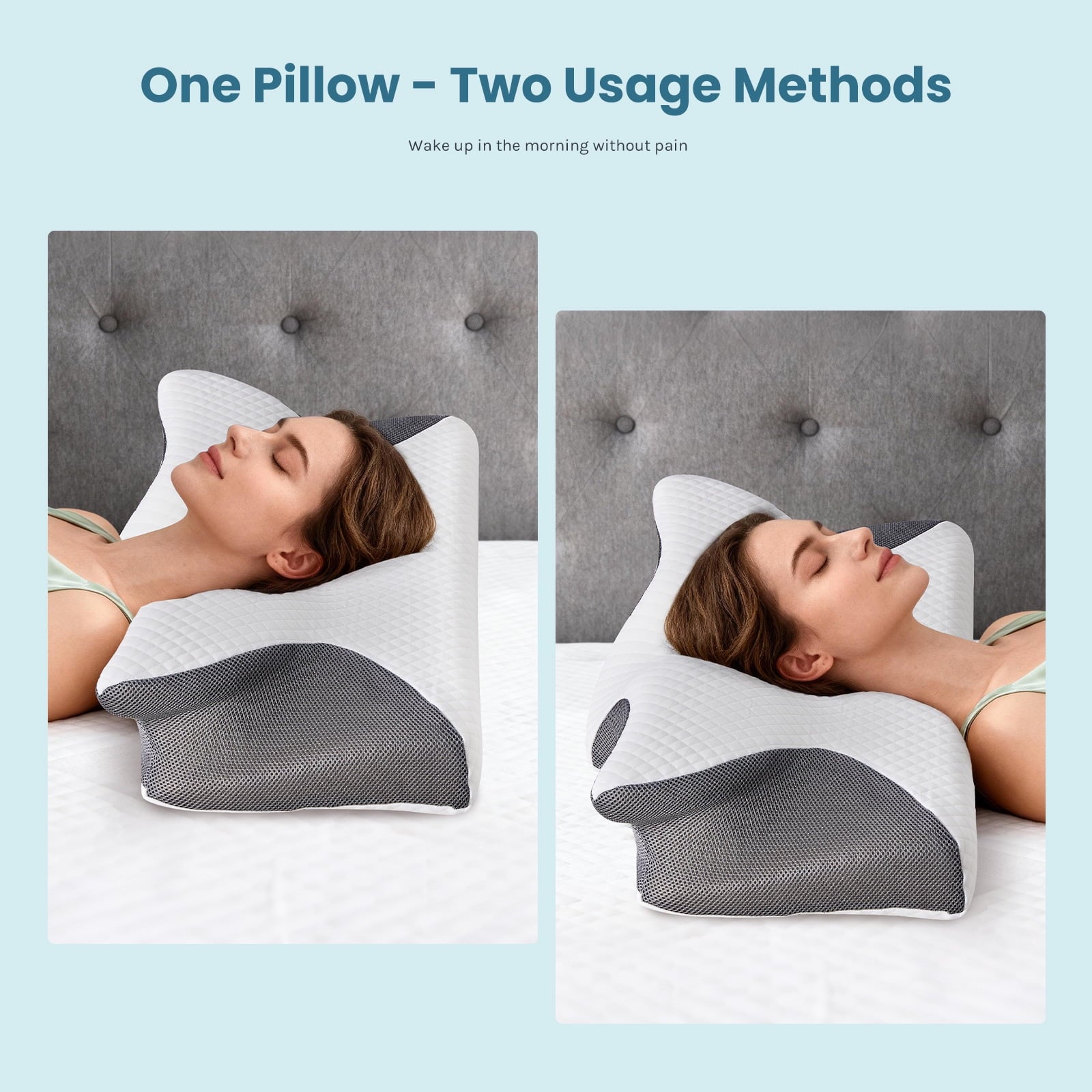 Cervical Pillow for Pain Relief, Ergonomic Side Sleeper Pillow for Orthopedic Contour Support for Bed Sleeping, Memor... - Image 5