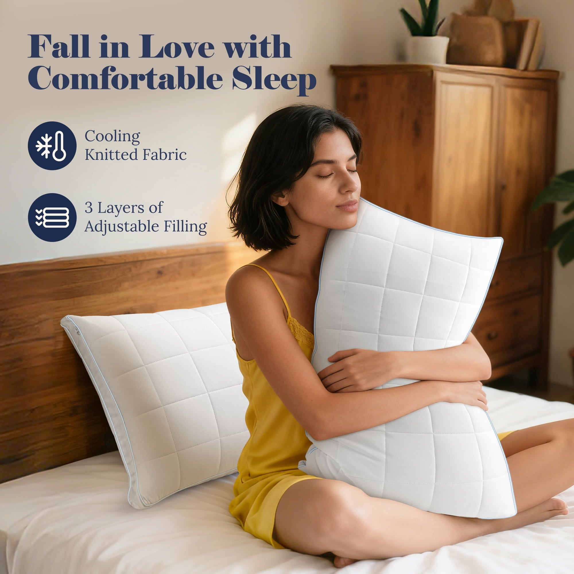 Cooling Adjustable Pillow, Luxury Queen Size Bed Pillows Hotel Collection - Soft Firm Pillows for bed - Image 5