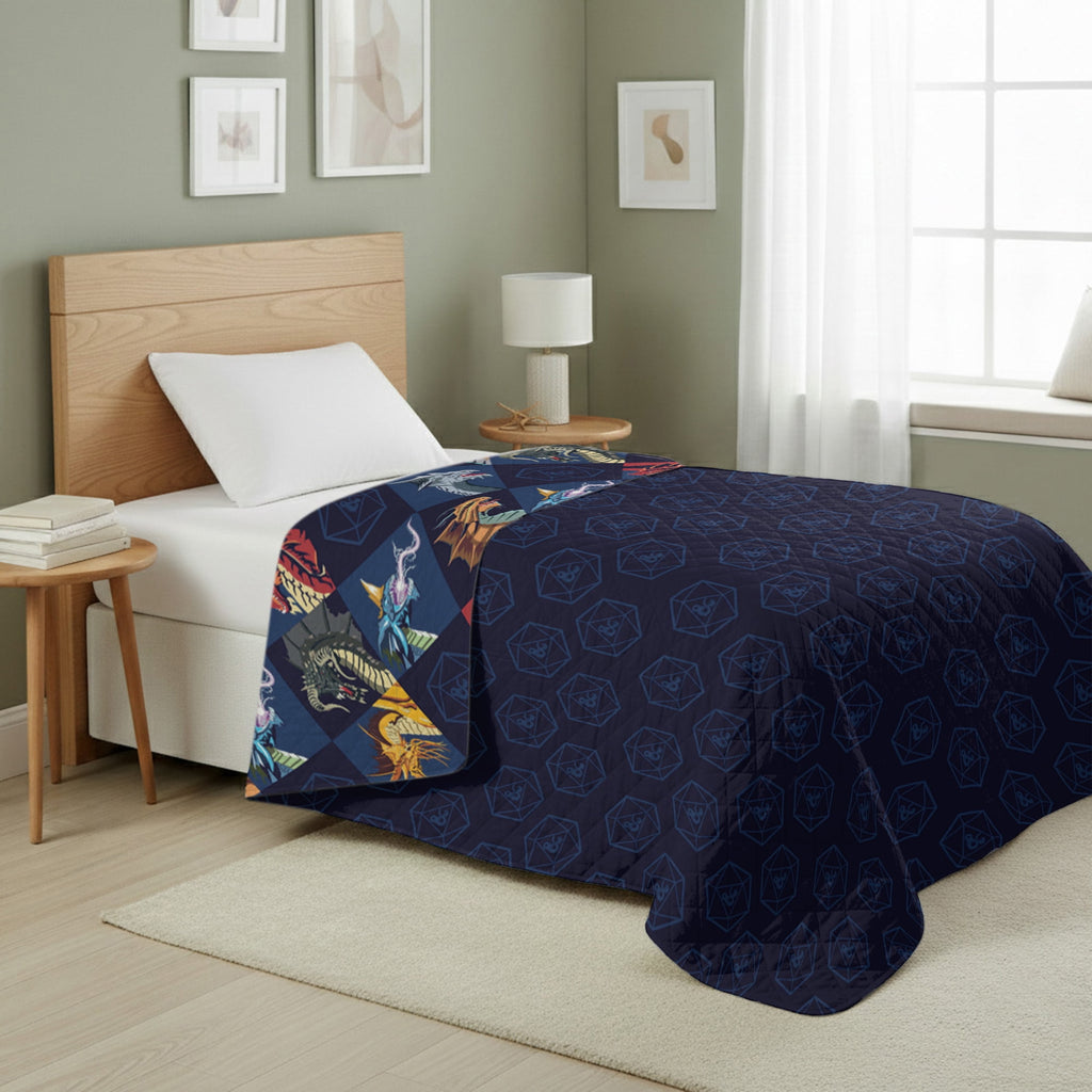 Dragons And Dice Quilted Throw Blanket 60x80 inches, Kids Character Bedding - Image 6