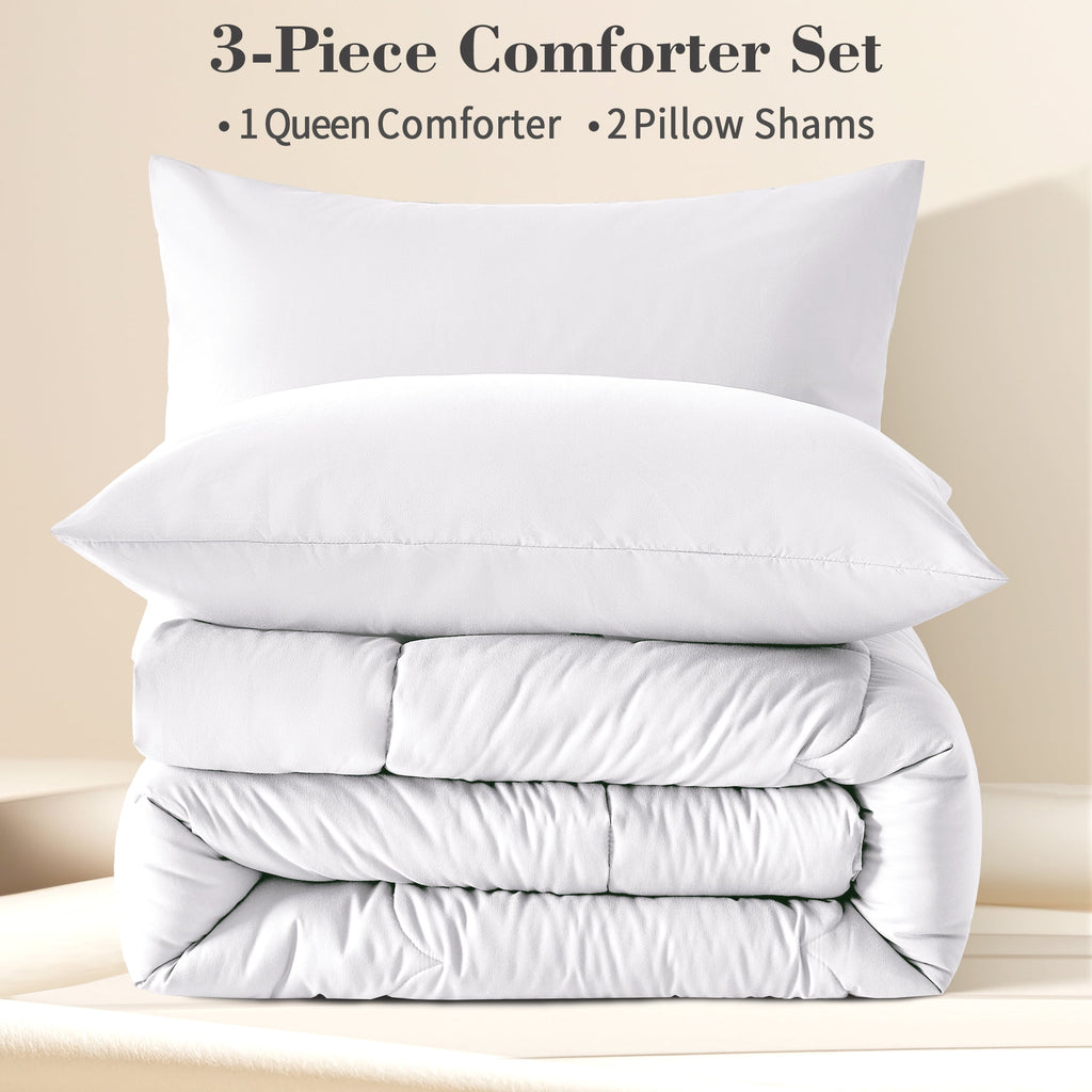 3-Piece Queen Comforter Set - All-Season Down Alternative Bedding Bundle with 2 Pillow Shams, Premium Soft Bedding Se... - Image 5