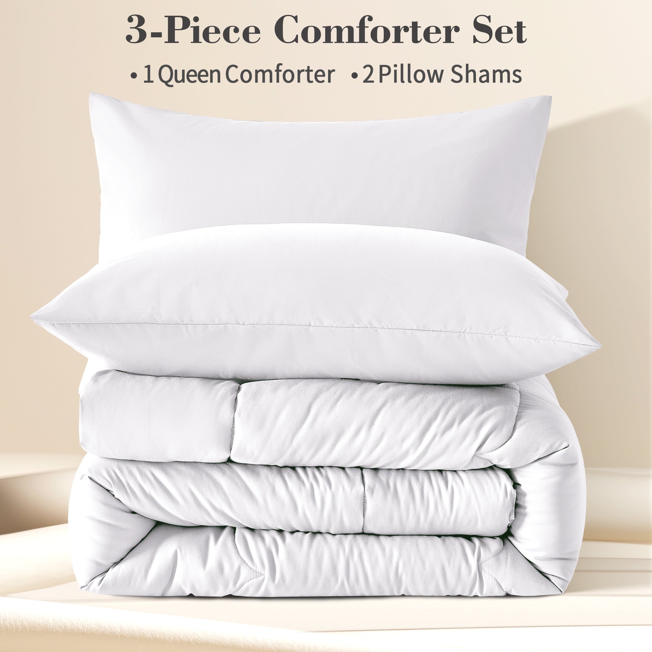 3-Piece Queen Comforter Set - All-Season Down Alternative Bedding Bundle with 2 Pillow Shams, Premium Soft Bedding Se... - Image 5