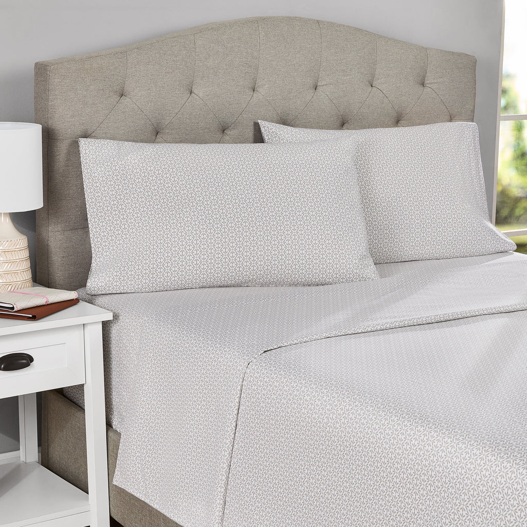 3-Piece 300 Thread Count Grey Flake Cotton Blend Bed Sheet Set, Twin XL - Image 2