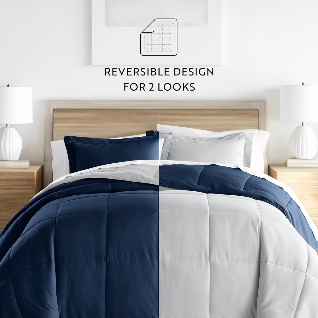 2-Piece Navy & Gray Reversible Down Alternative Comforter Set, Twin/Twin XL - Image 5
