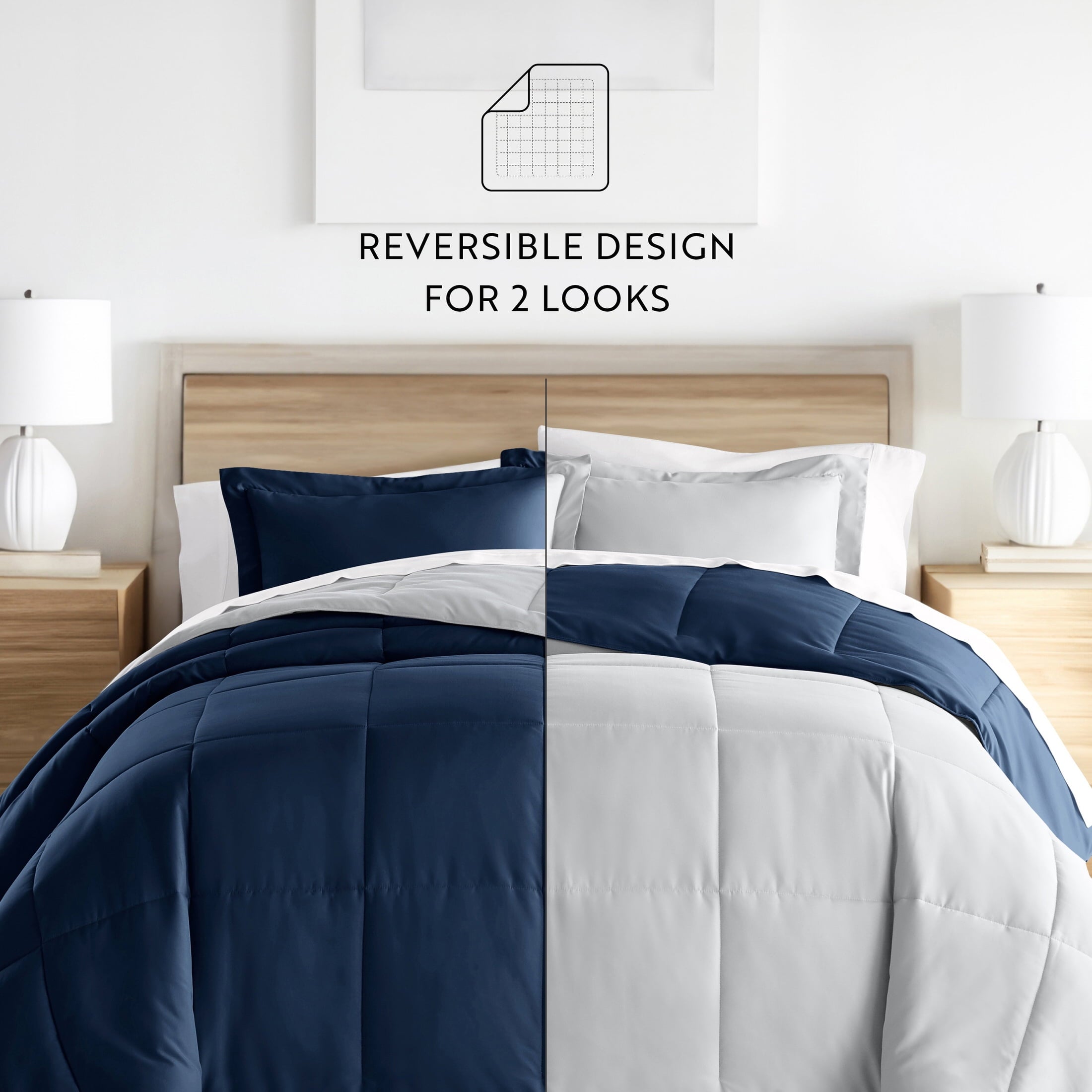 2-Piece Navy & Gray Reversible Down Alternative Comforter Set, Twin/Twin XL - Image 5