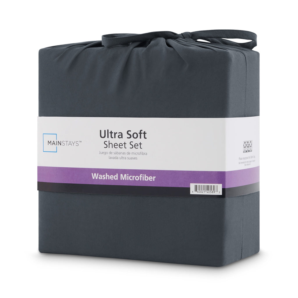 Microfiber Bed Sheet Set, Grey Stone, Full, 4 Pieces - Image 4