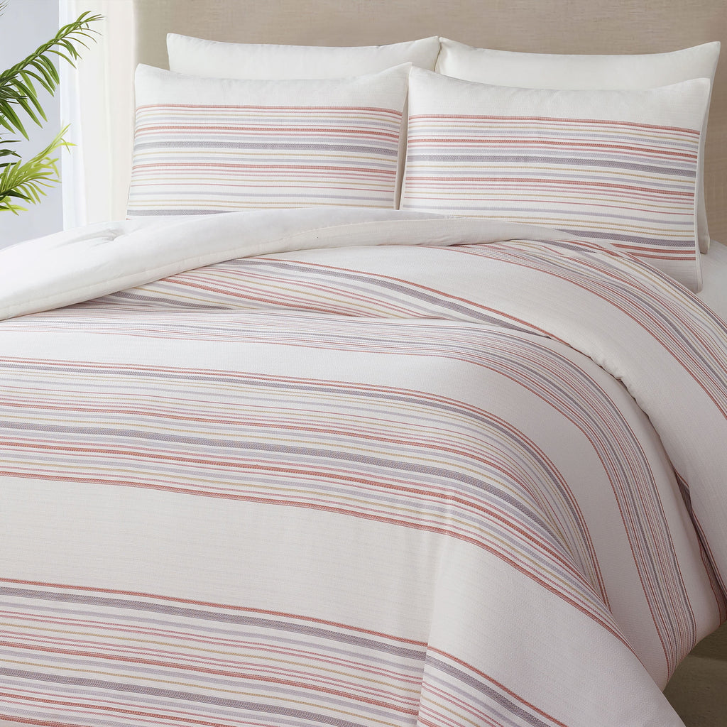 3-Piece Red Yarn Dye Stripe Comforter Set, Full/Queen - Image 6