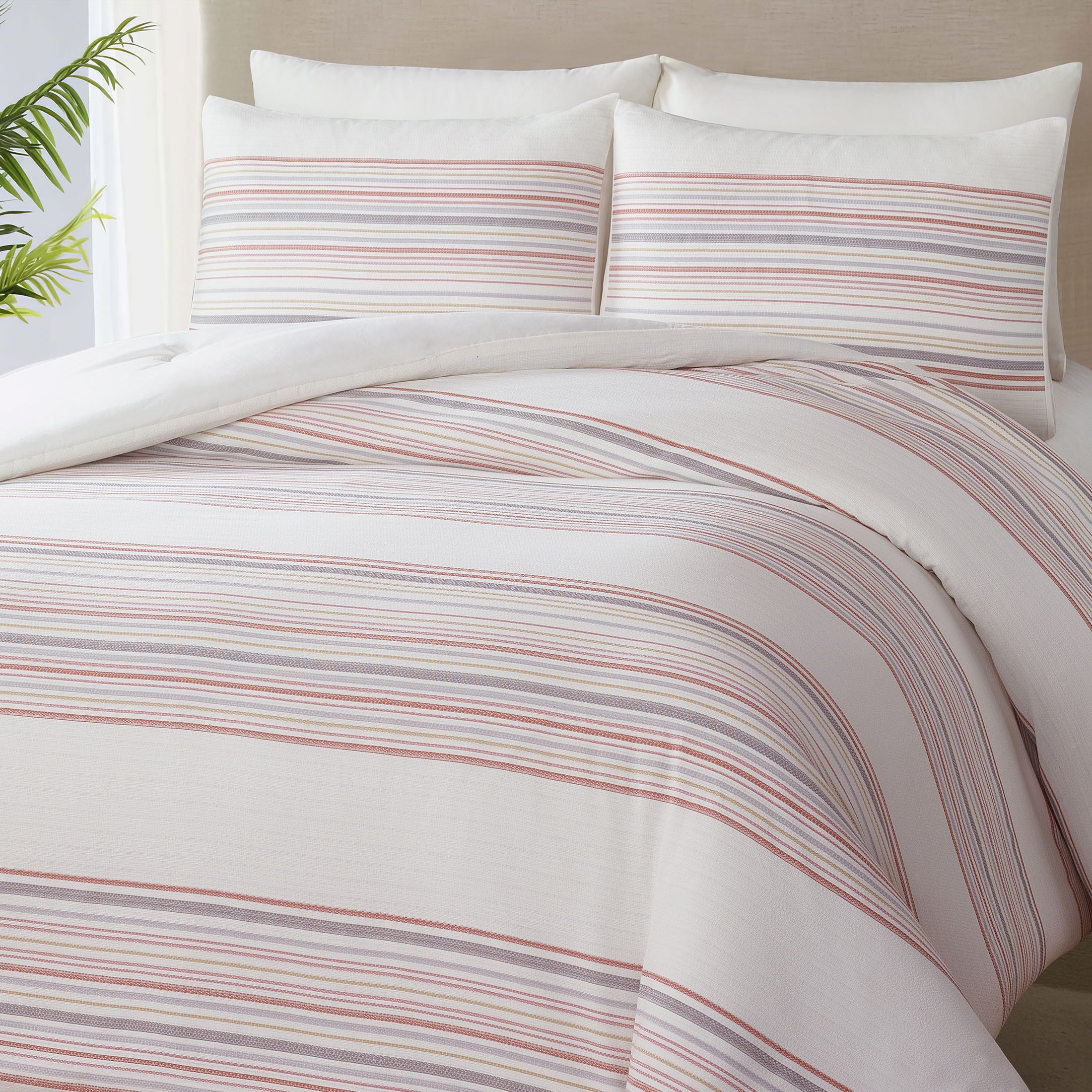 3-Piece Red Yarn Dye Stripe Comforter Set, Full/Queen - Image 6