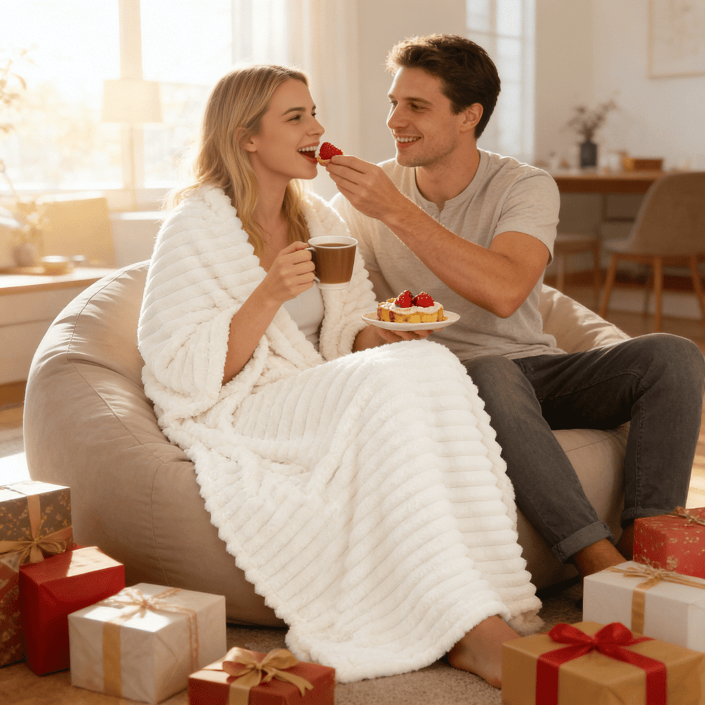 EMONIA White Fleece Throw Blanket for Couch, 320GSM Super Soft Cozy Blankets and Throws, Decorative Fleece Blankets for Women Men Gifts, Thr - Image 2