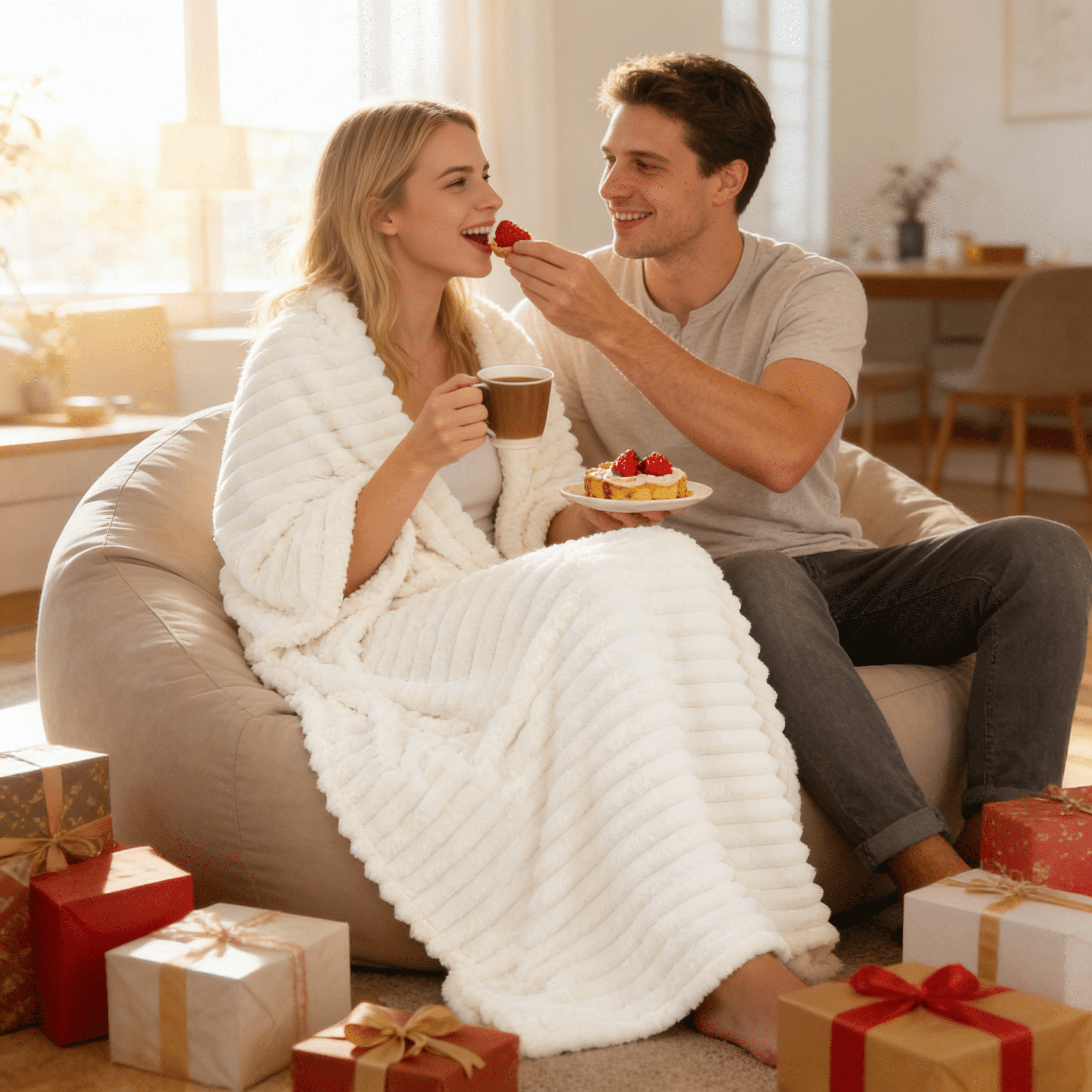 EMONIA White Fleece Throw Blanket for Couch, 320GSM Super Soft Cozy Blankets and Throws, Decorative Fleece Blankets for Women Men Gifts, Thr - Image 2