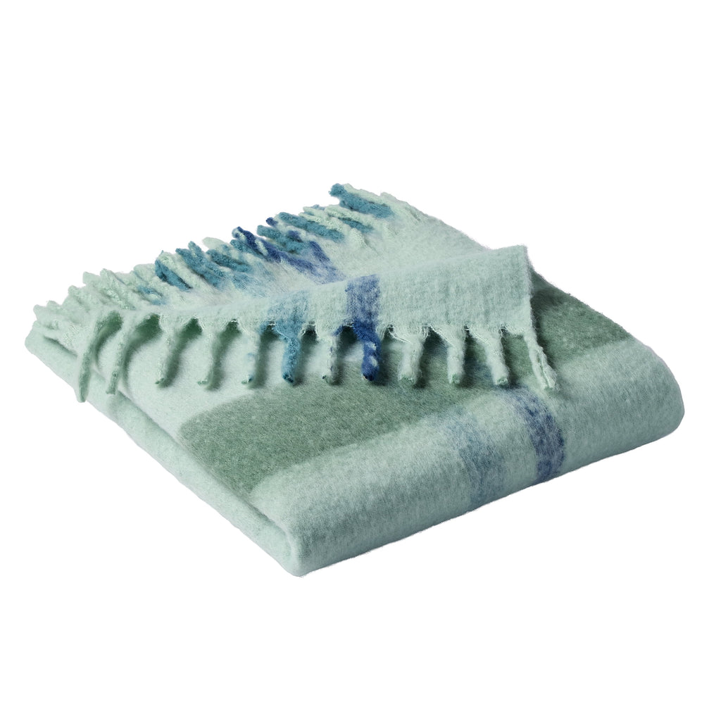 Faux Mohair Cozy Couch Throw Blanket Green Plaid, 50x72" - Image 3