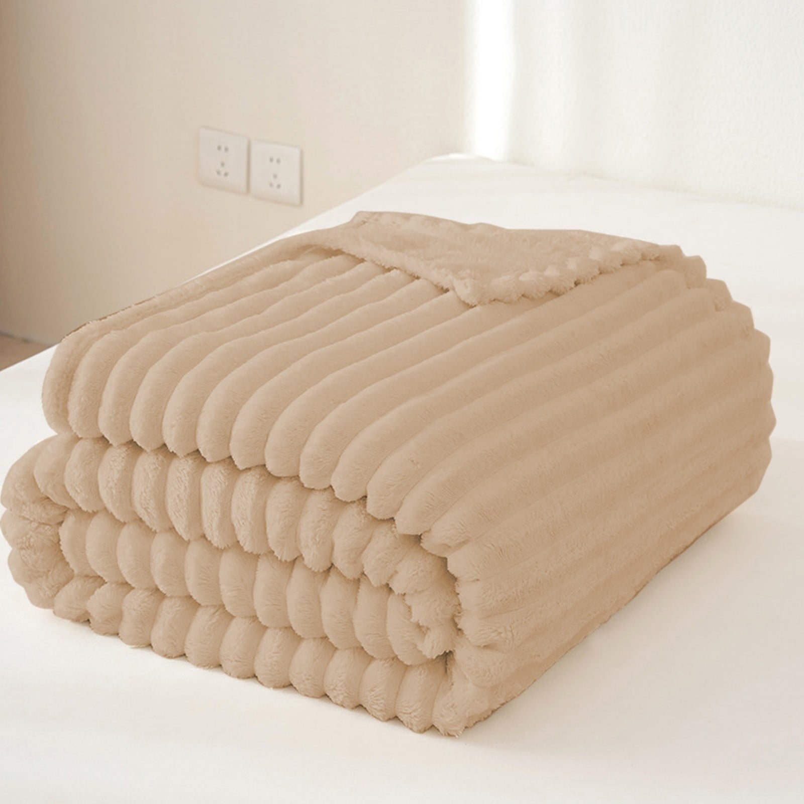 Extra Large Throw Blanket for Couch Home Office Hotel 100% Cotton Super Soft Blanket for Adult 47"x70" Khaki - Image 3