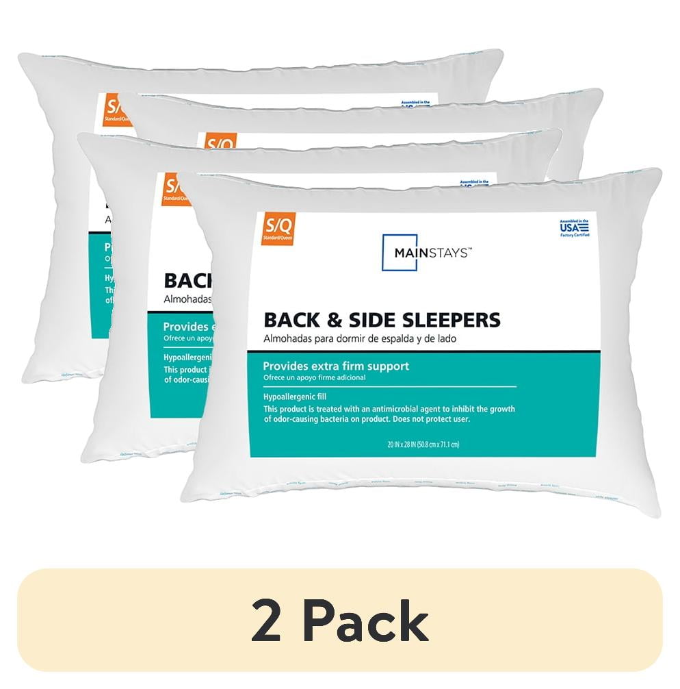 (2 pack) Mainstays Back & Side Sleeper Bed Pillow, Standard/Queen - Extra Firm Support (4 Pack)
