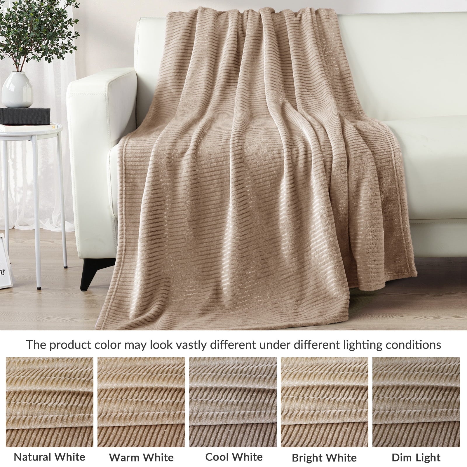 Exclusivo Mezcla Soft Throw Blanket, 50"x60", Camel - Image 3