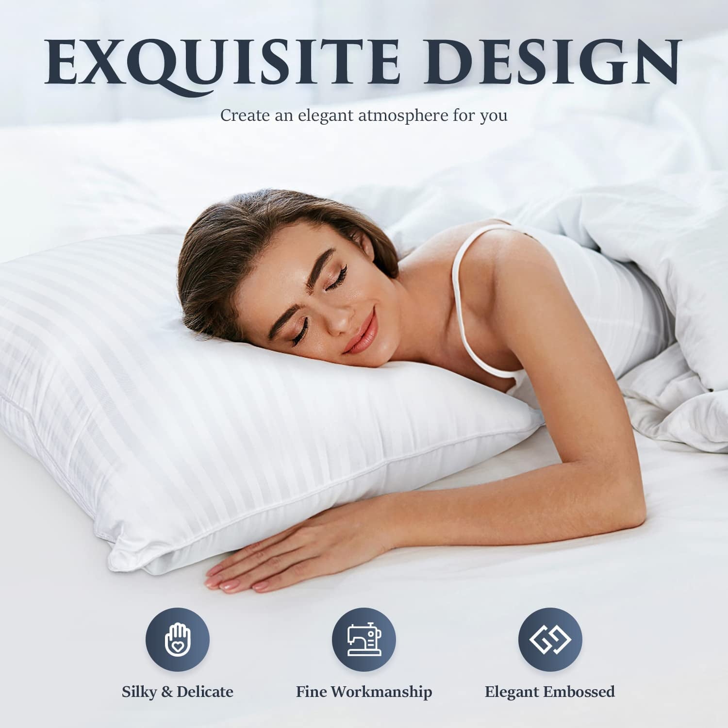 Bed Pillows 2-Pack Queen Size Luxury Hotel Pillow for Side and Back Sleeper Pillows for Bed with Cooling Cover - Image 2