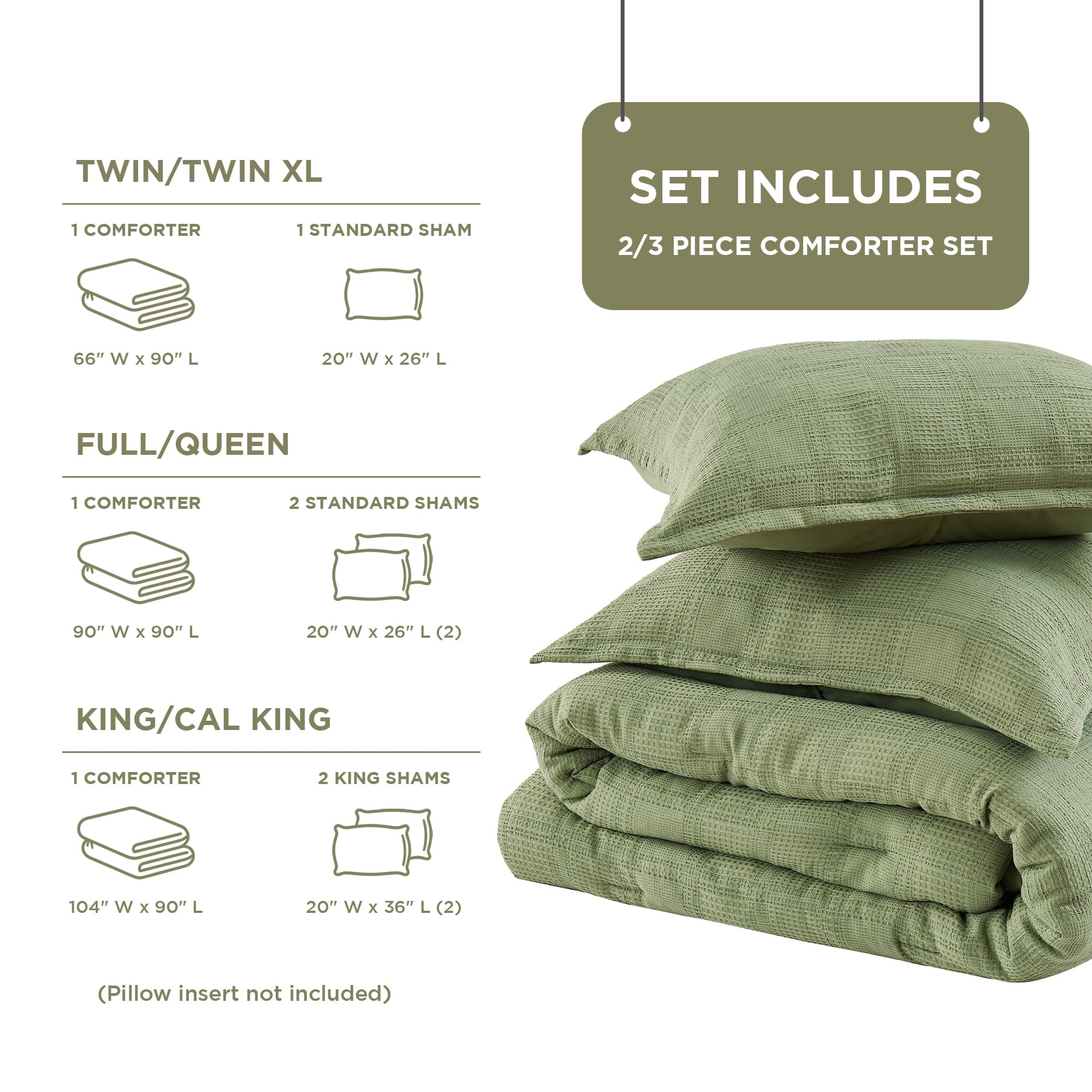 Waffle Weave Comforter Set Full/Queen Size, Lightweight & Breathable Comforter Bet Set for All Season, 3-Piece Textur... - Image 6