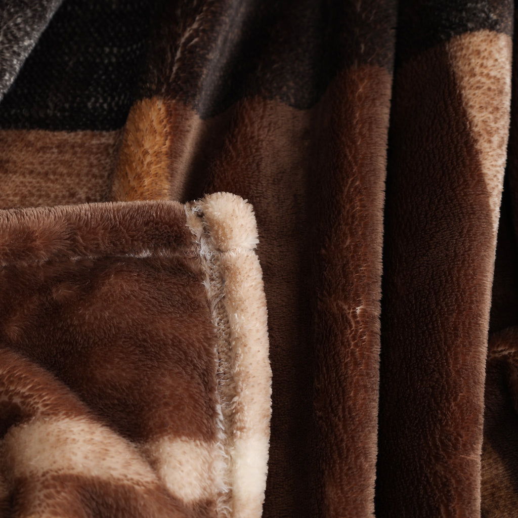 Printed Velvet Plush Super Soft Throw Blanket, Oversized, Shelton Brown Plaid - Image 5