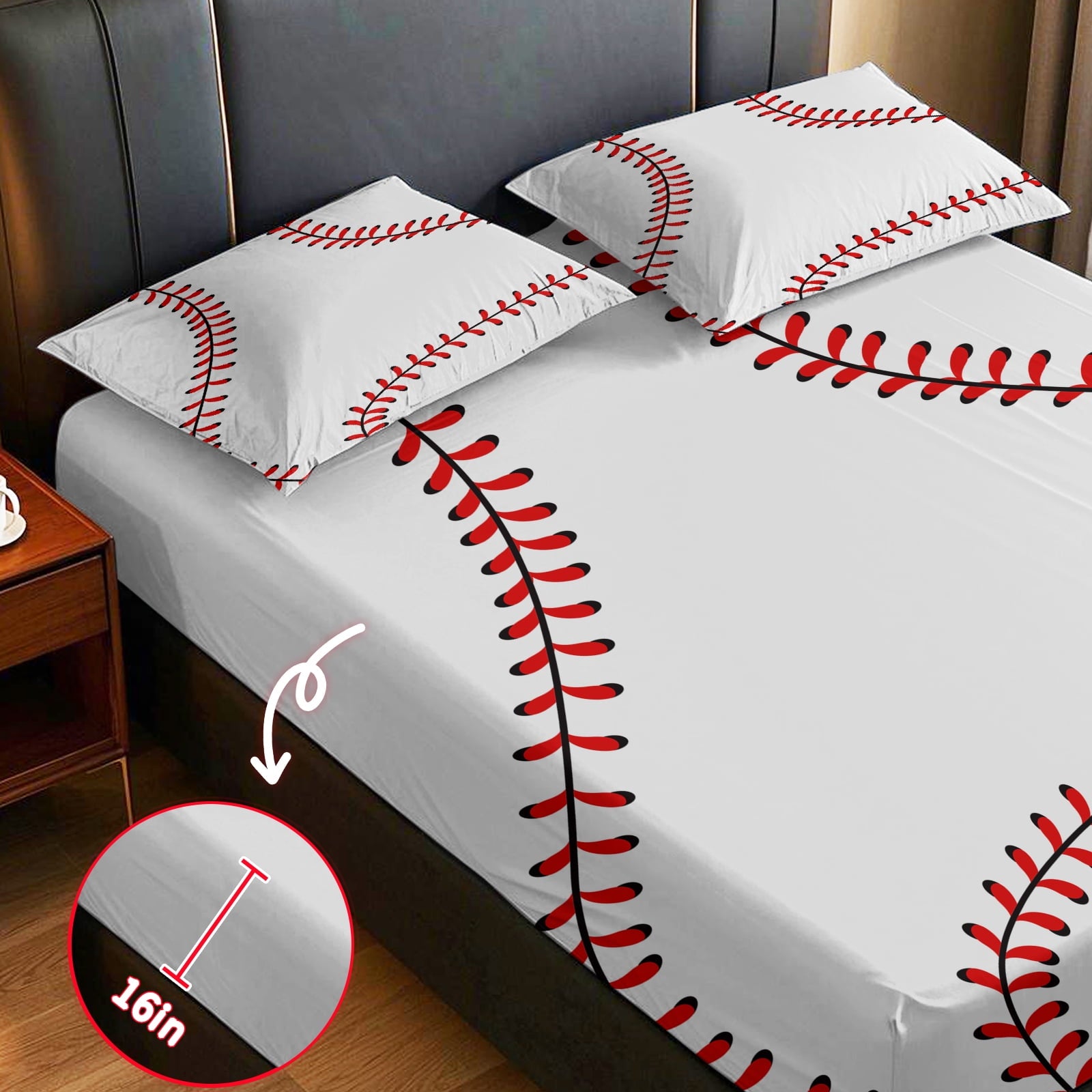WASFDN Baseball Sheet Set Sports Theme Bedding Set for Kids 3D Baseball Pattern Bed Sheets Baseball Games Bed Sheet Set Room Decor,Full Size - Image 4
