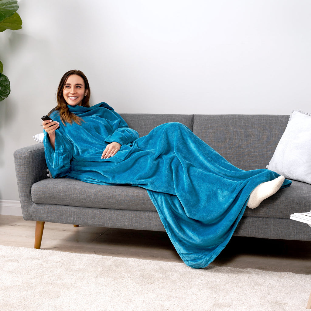 Wearable Blanket with Sleeves for Adult Women Men, Cozy Fleece Warm Wrap Throw Blanket with Arms, Pocket, Gifts for C... - Image 5