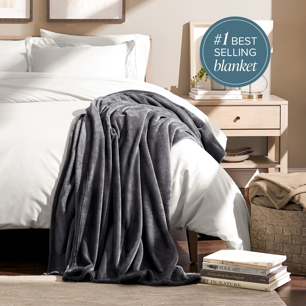 Microplush Fleece Blanket - 300 GSM - Fuzzy Microfleece - Soft & Plush - Full/Queen, Gray - Image 3