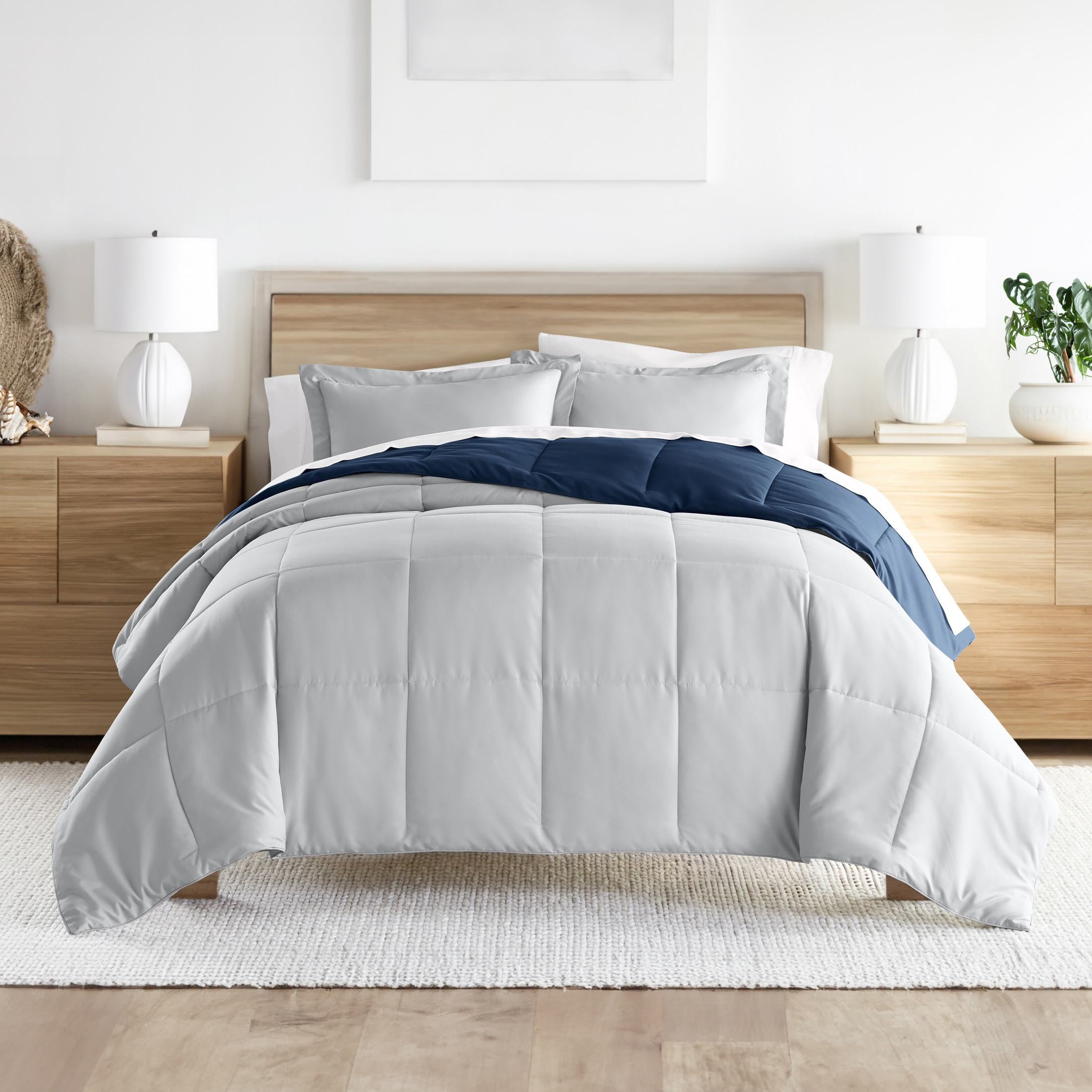 2-Piece Navy & Gray Reversible Down Alternative Comforter Set, Twin/Twin XL - Image 2
