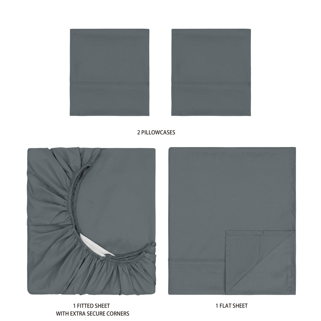 Mainstays Super Soft Brushed Microfiber Bed Sheet Set, Soothing Gray, Queen, 4 Piece - Image 5